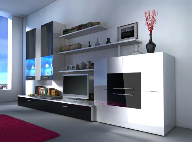 Wohnwand wohnzimmer schrank mit vitrine & sideboard delta ... Luna wohnwand