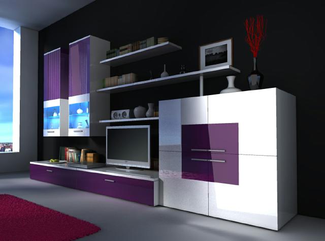 Wohnwand wohnzimmer schrank mit vitrine & sideboard delta ... Luna wohnwand