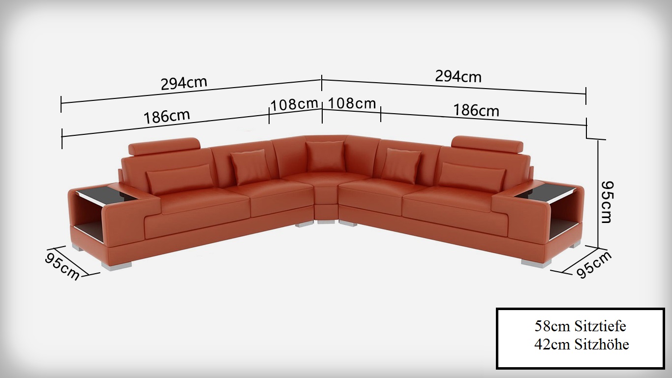 G8023b Wohnlandschaft Couch Ledersofa Sofa Design Couch Eck