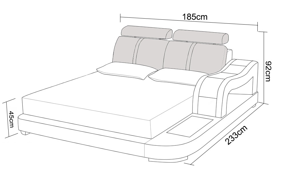 Design Bett XXL Big Betten Leder Hotel Polster 180x200 Multifunktion