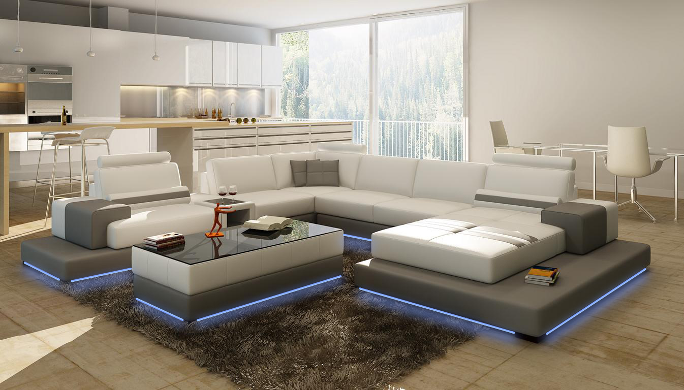 Wunderschöne XXL Leder Wohnlandschaft U Form Ecksofa Sofa Couch Polster Ecke | eBay