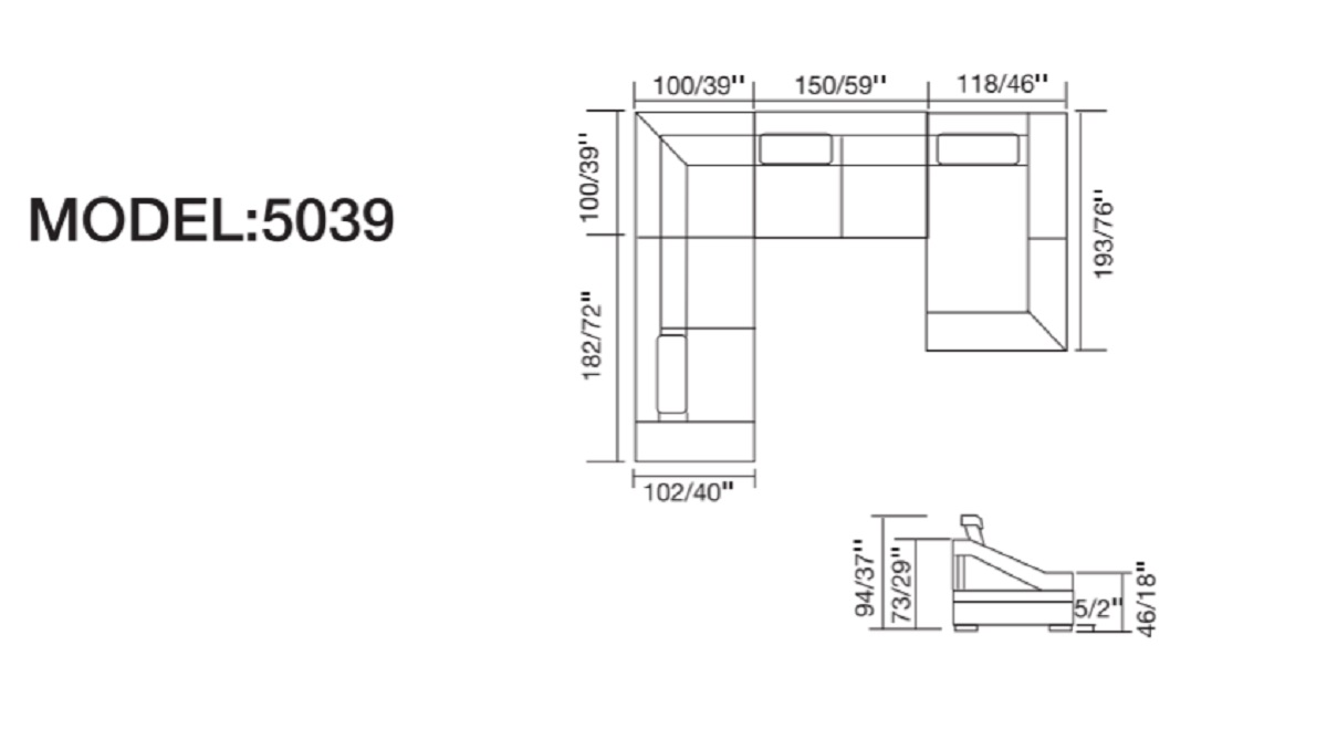 Designer Ecksofa MODELL 5039 L-Form Luxus Klasse Designer Stil Premium